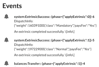 Events recorded as results from asynchronous operations