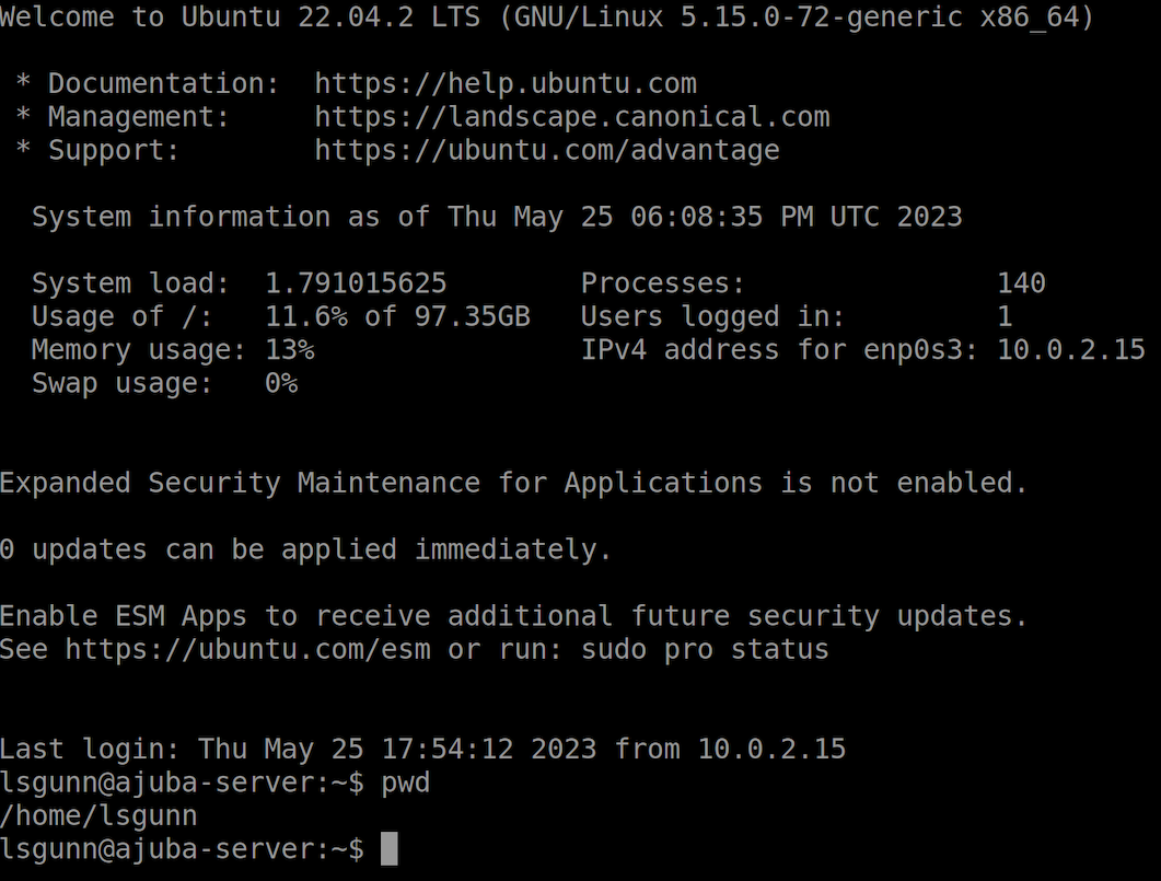 OpenSSH running on the Ubunntu Server