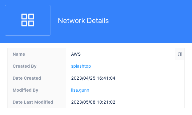 Network details
