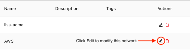 Edit network information
