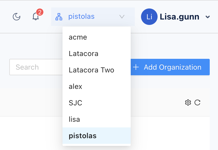 Select an organization